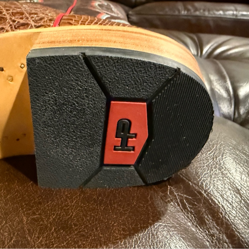 Caiman 10.5EE Horse Power Exotic Brown Cowboy Boots EC - Picture 12 of 15